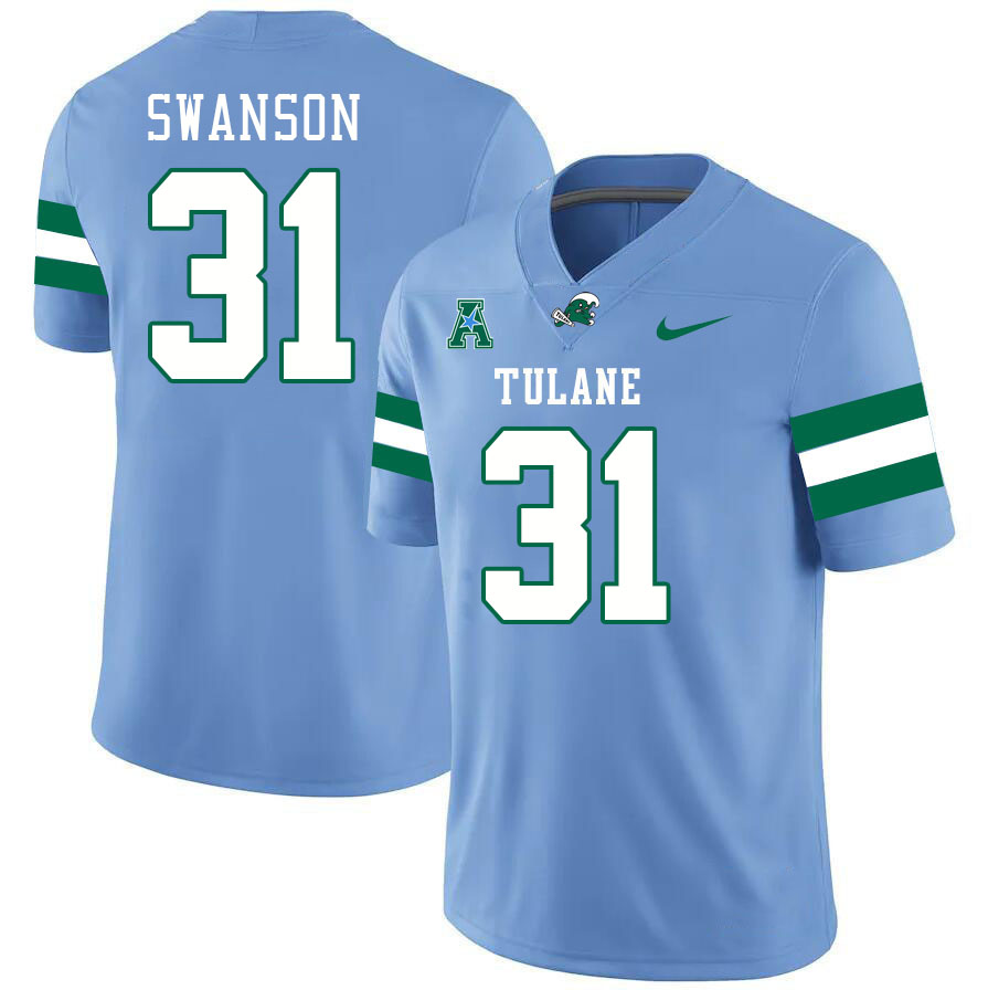 Tulane Green Wave #31 Darius Swanson College Football Jerseys Stitched Sale-Blue